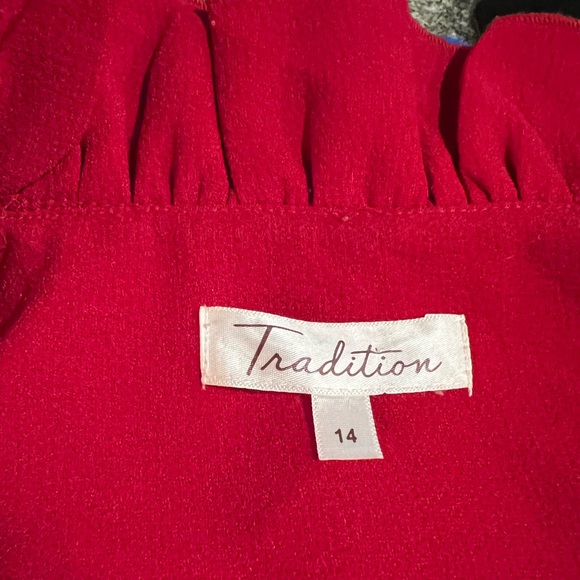 Tradition Red Ruffled Blazer & Skirt Set - Picture 3 of 16